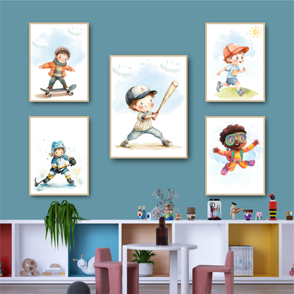 Set of 5 Sports&Hobbies Wall Art 🎾 🏃‍♀️